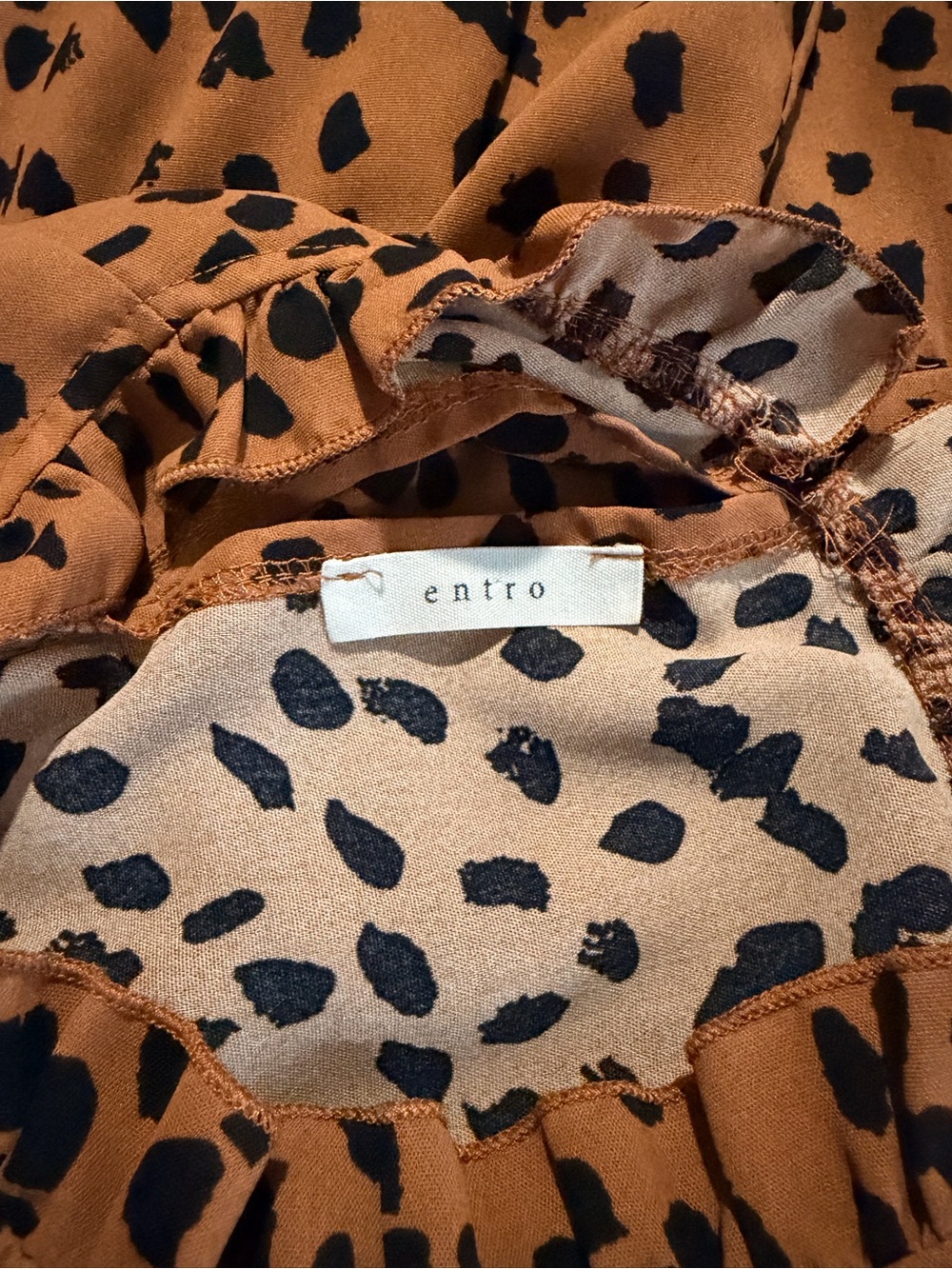 Rust Brown Leopard Print Ruffled Top - Picture 4 of 5